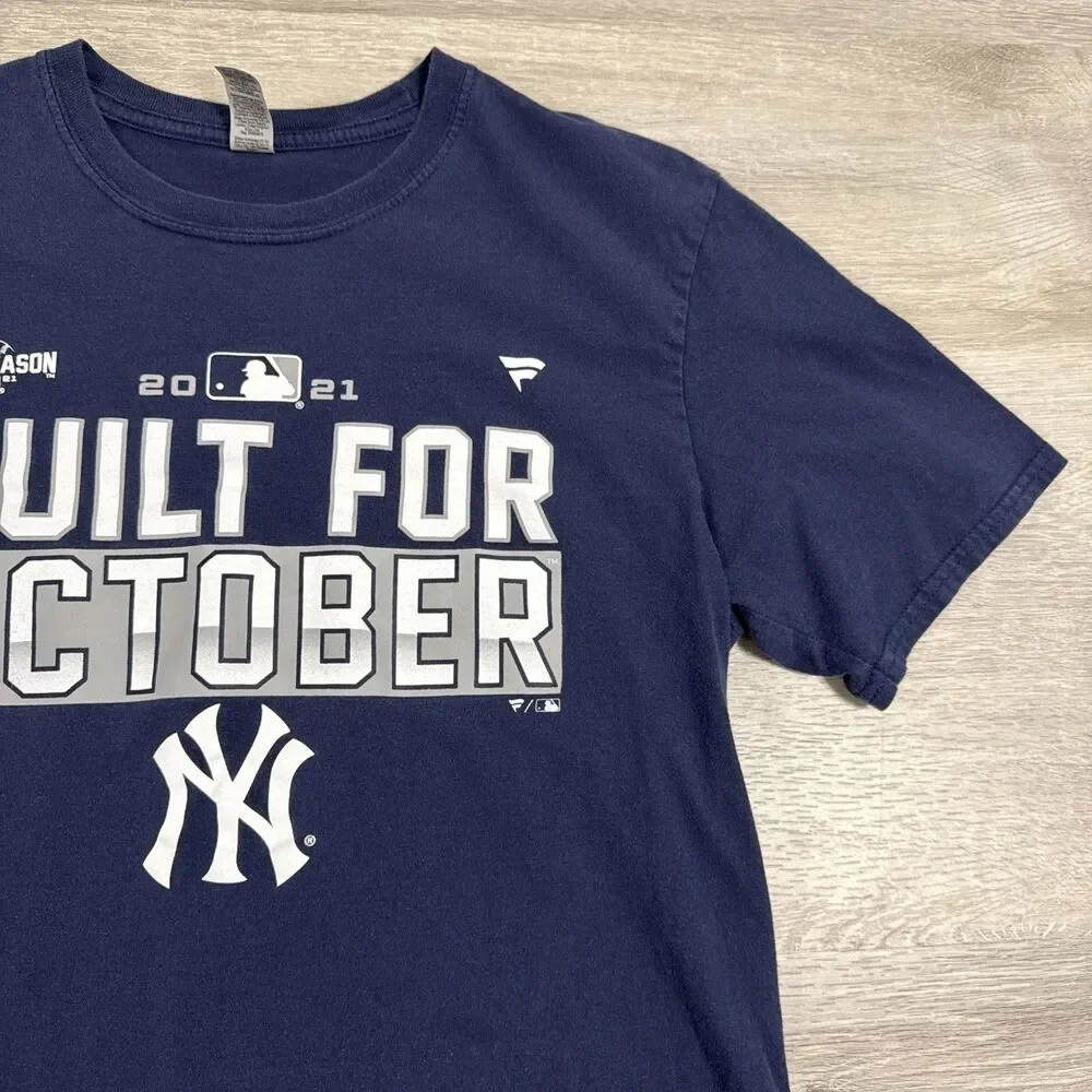 New York Yankees Shirt 2021 Built For October Fanatics Men's Blue Large Tee